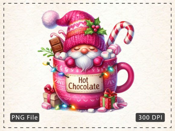 Download Pink Christmas Hot Cocoa Gnomes Clipart - Premium Resources