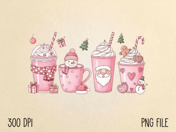 Download Cute Pink Christmas Hot Cocoa PNG - Premium Resources